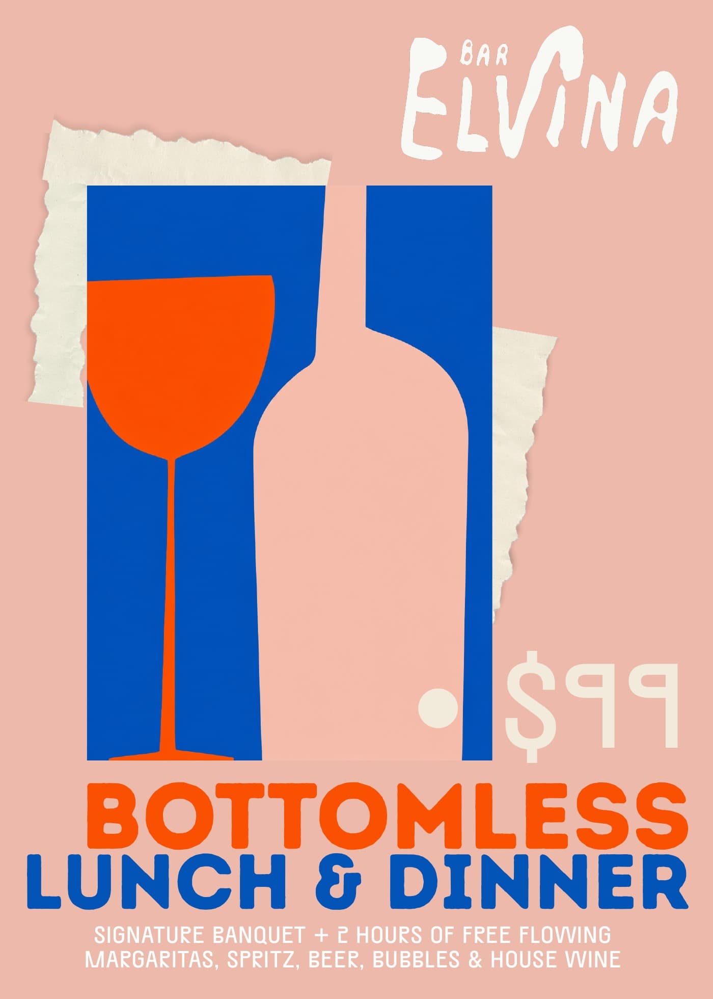 Bottomless lunch and dinner - $99 including a signature banquet and two-hour drinks package